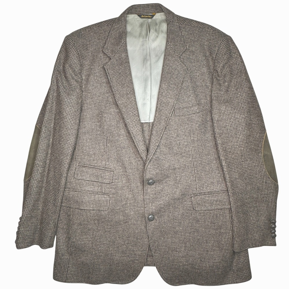 VTG Haggar The Gallery Mens Wool Tweed Blazer Jacket Elbow Patches Sport‎ Coat